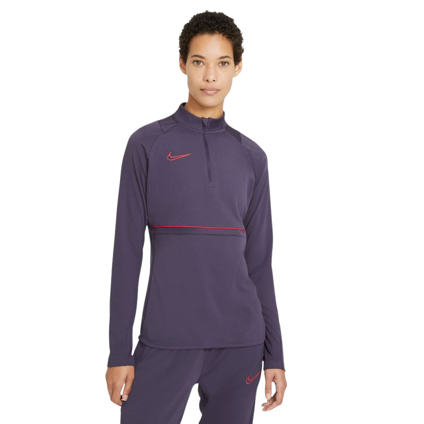 Nike Dri-FIT Academy Women's Soccer Drill Top- DARK RAISIN/SIREN RED
