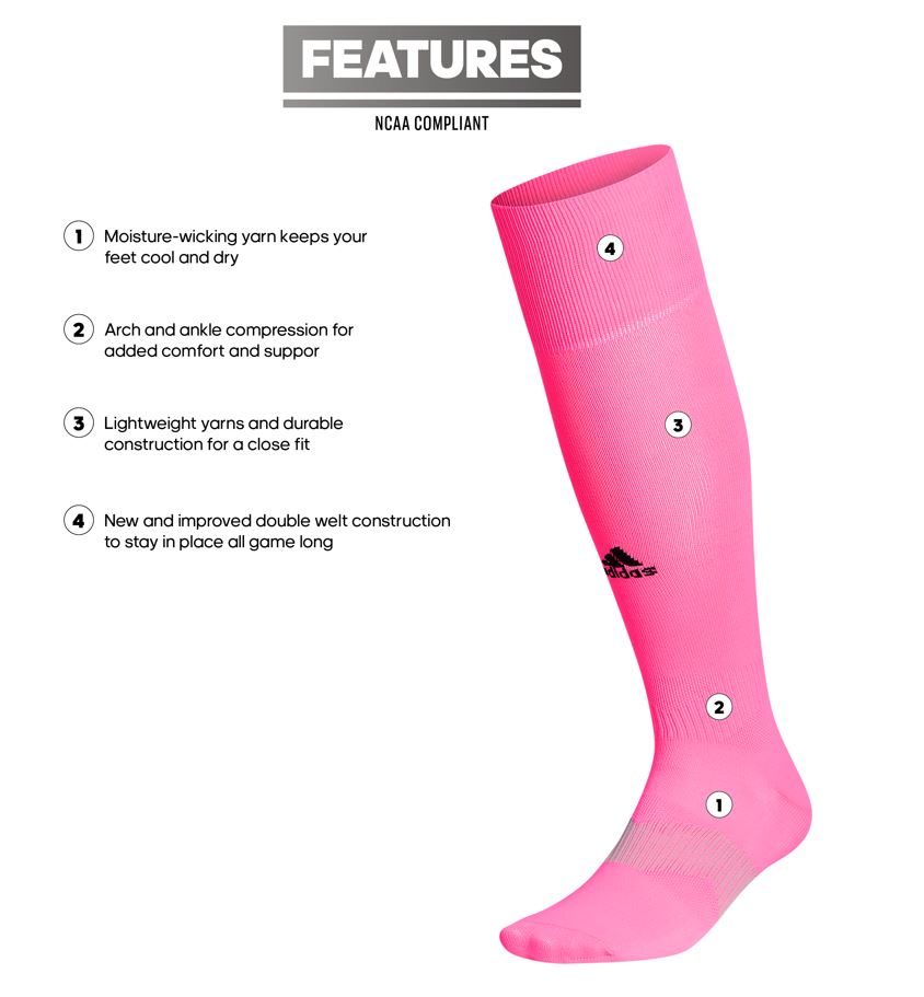 Adidas Metro V OTC Soccer Sock-Pink