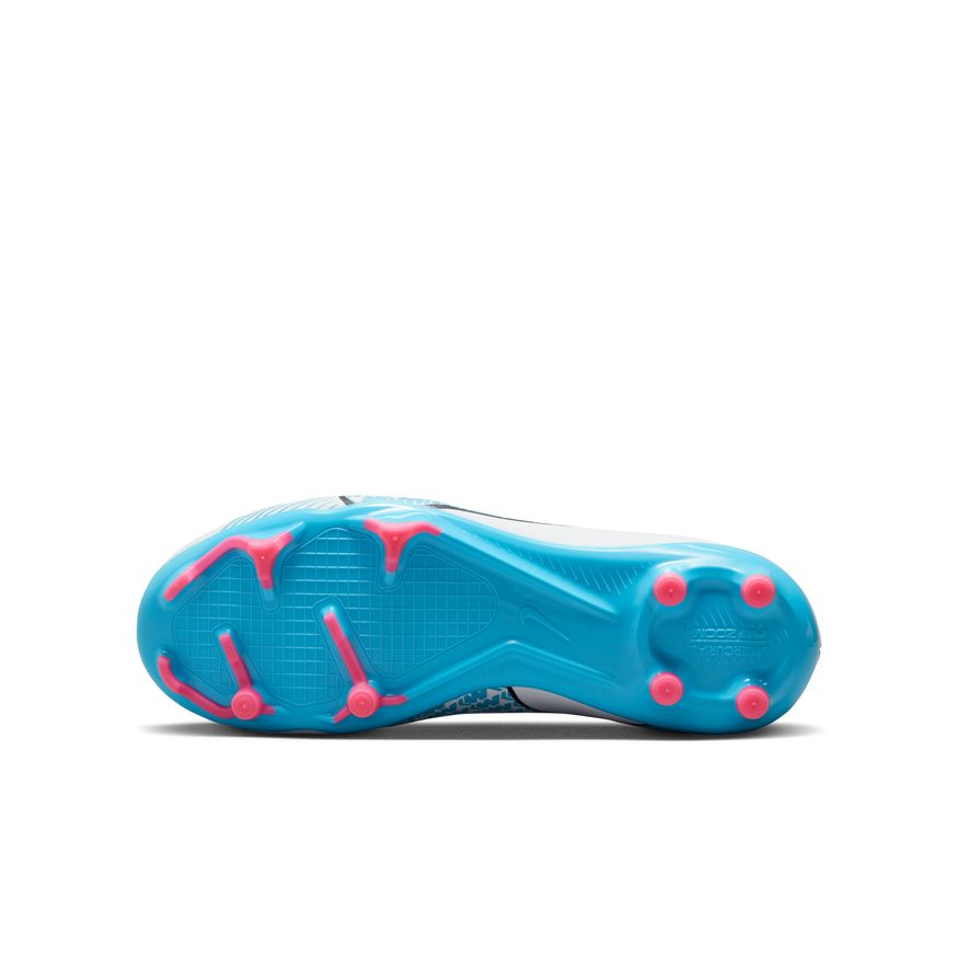 Nike Jr. Zoom Mercurial Vapor 15 Academy MG-WHITE/BALTIC BLUE-PINK BLAST
