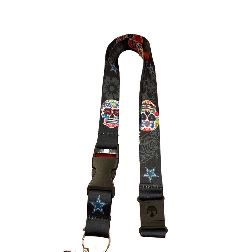 COWBOYS (BLACK) SUGAR SKULL LANYARD