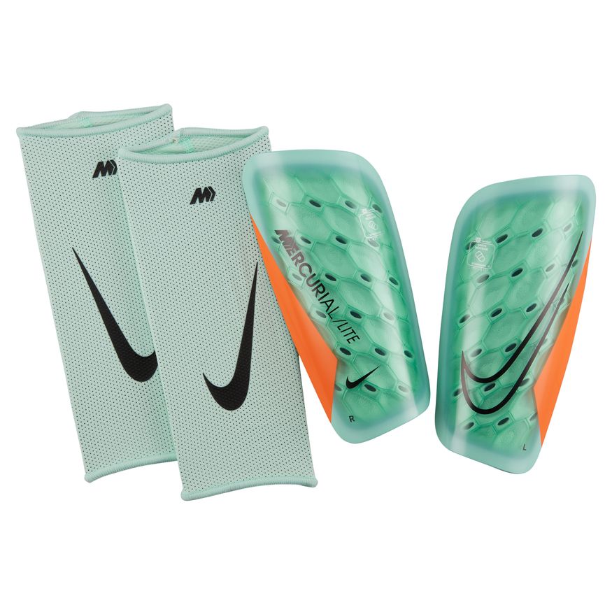 Nike Mercurial Lite Soccer Shin Guards-MINT FOAM/TOTAL ORANGE/BLACK