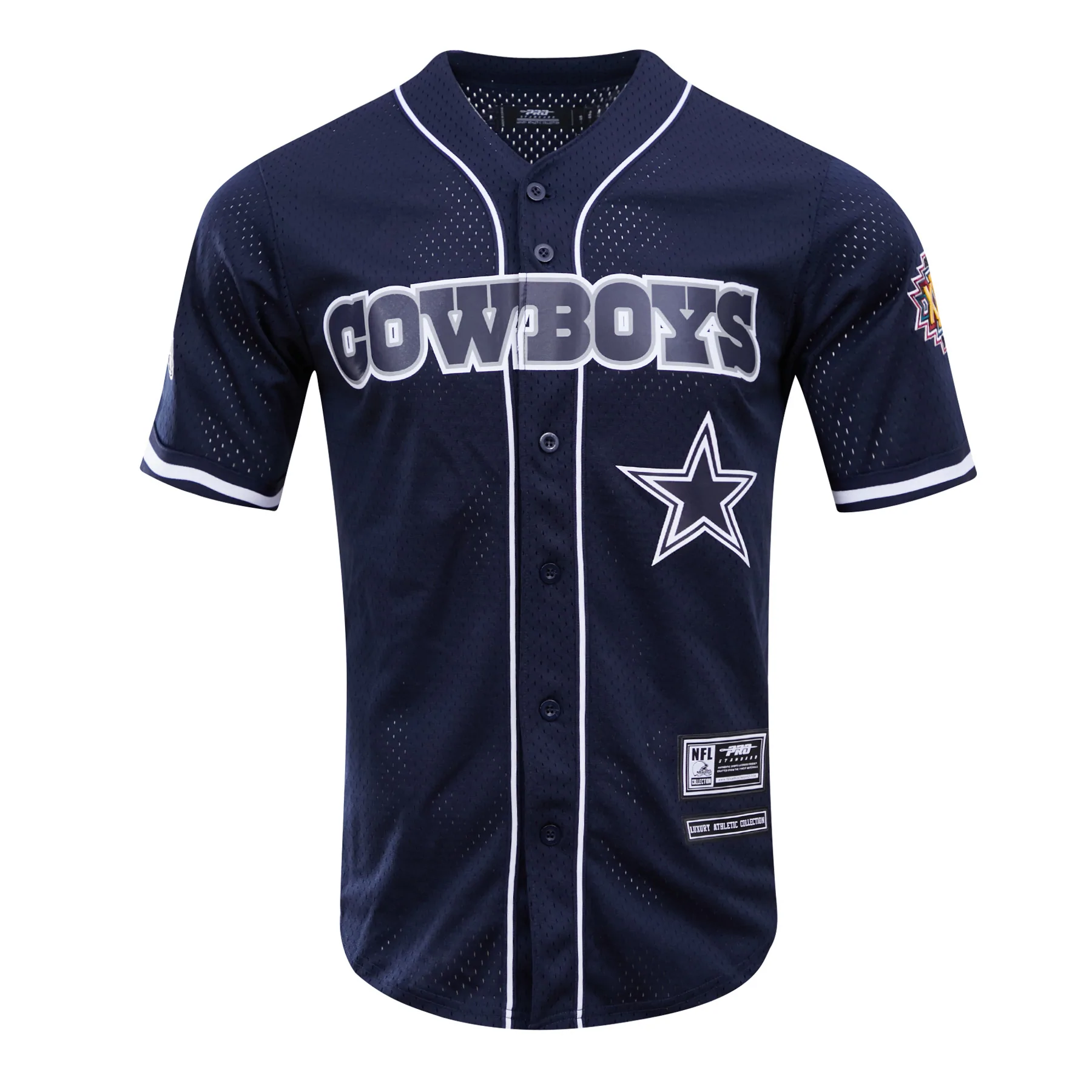 PRO STANDARD DALLAS COWBOYS LOGO MESH BUTTON UP SHIRT-Navy