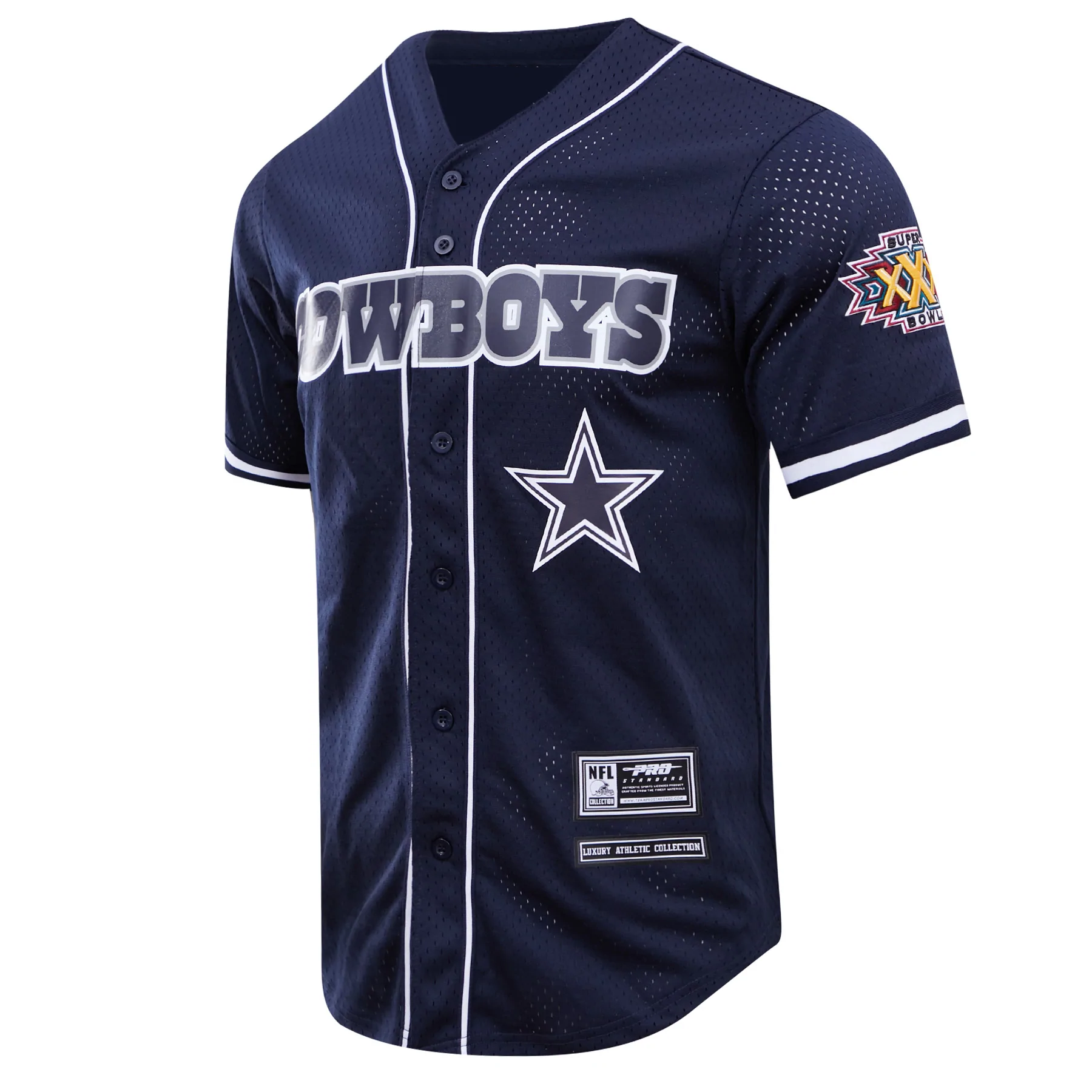 PRO STANDARD DALLAS COWBOYS LOGO MESH BUTTON UP SHIRT-Navy