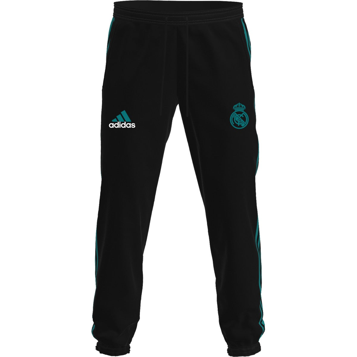 ADIDAS REAL MADRID ICON WOVEN PANTS-BLACK/BLAST EMERALD