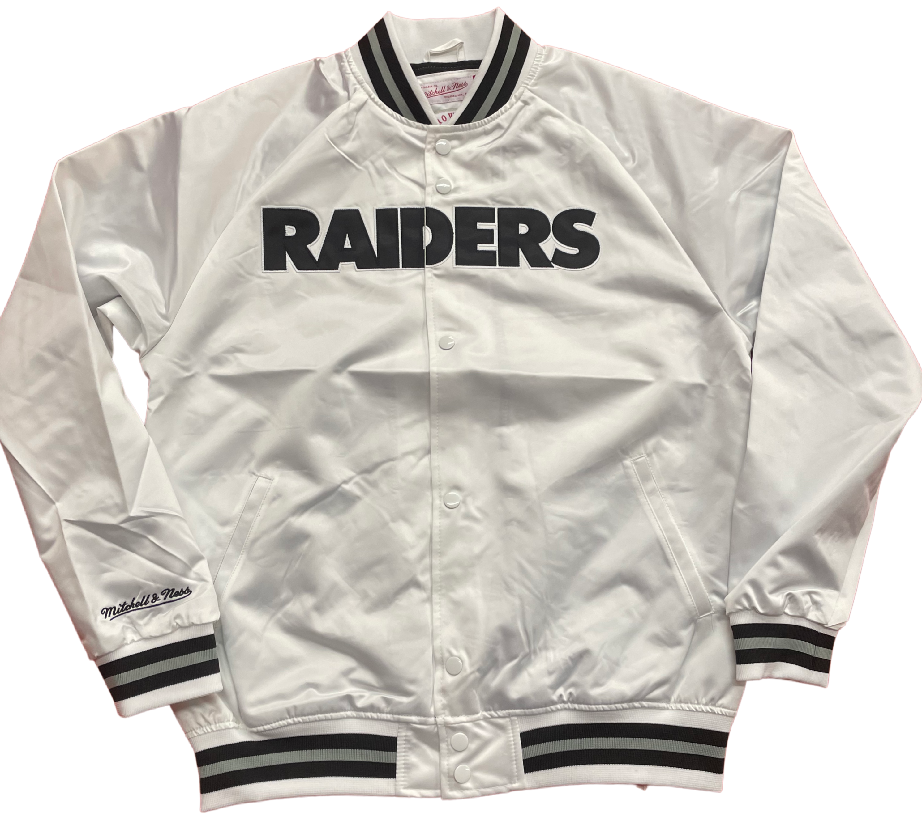 Mitchell & Ness Las Vegas Raiders Lightweight Satin Jacket-White