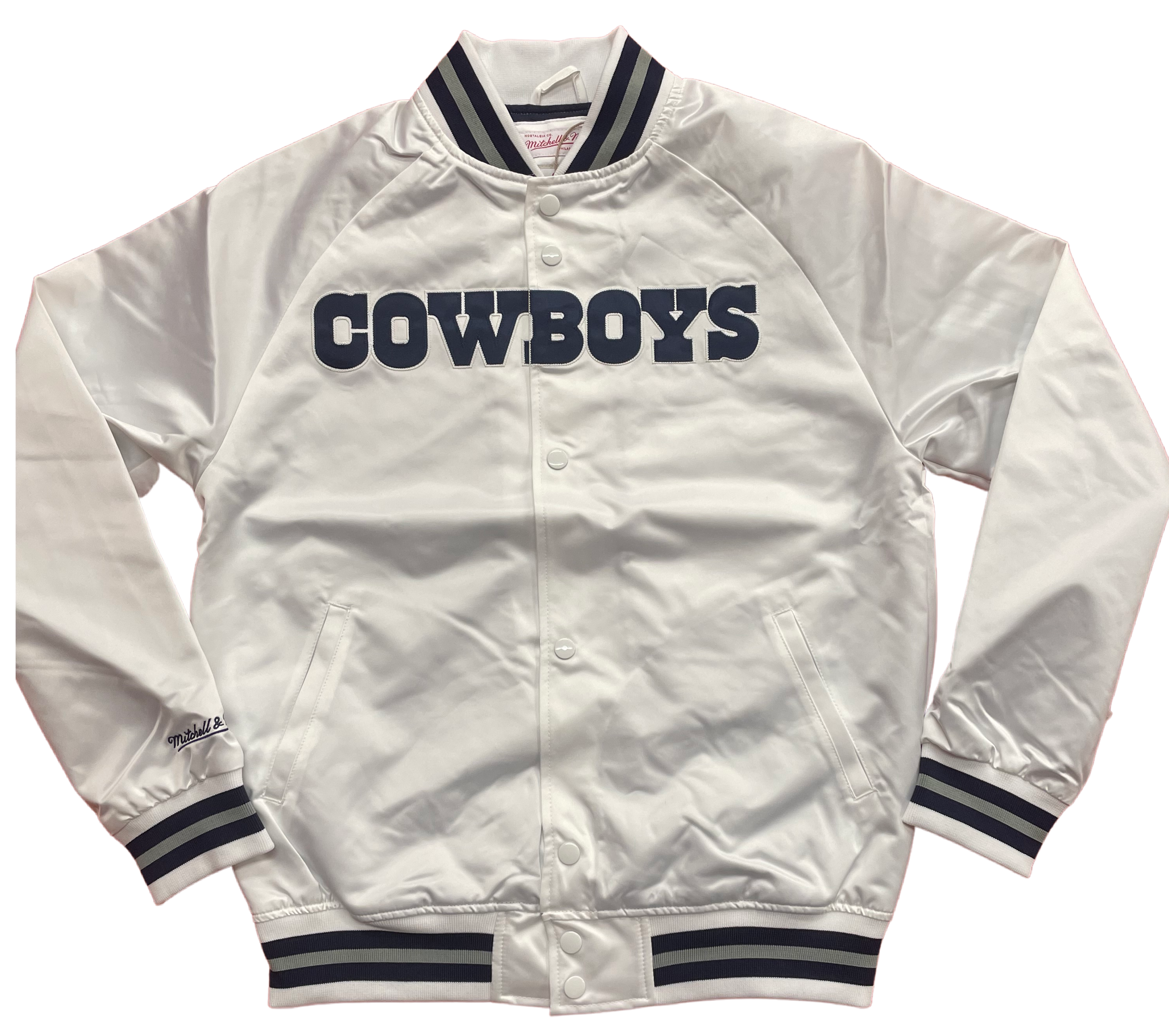 Mitchell & Ness Dallas Cowboys Lightweight Satin Jacket-White