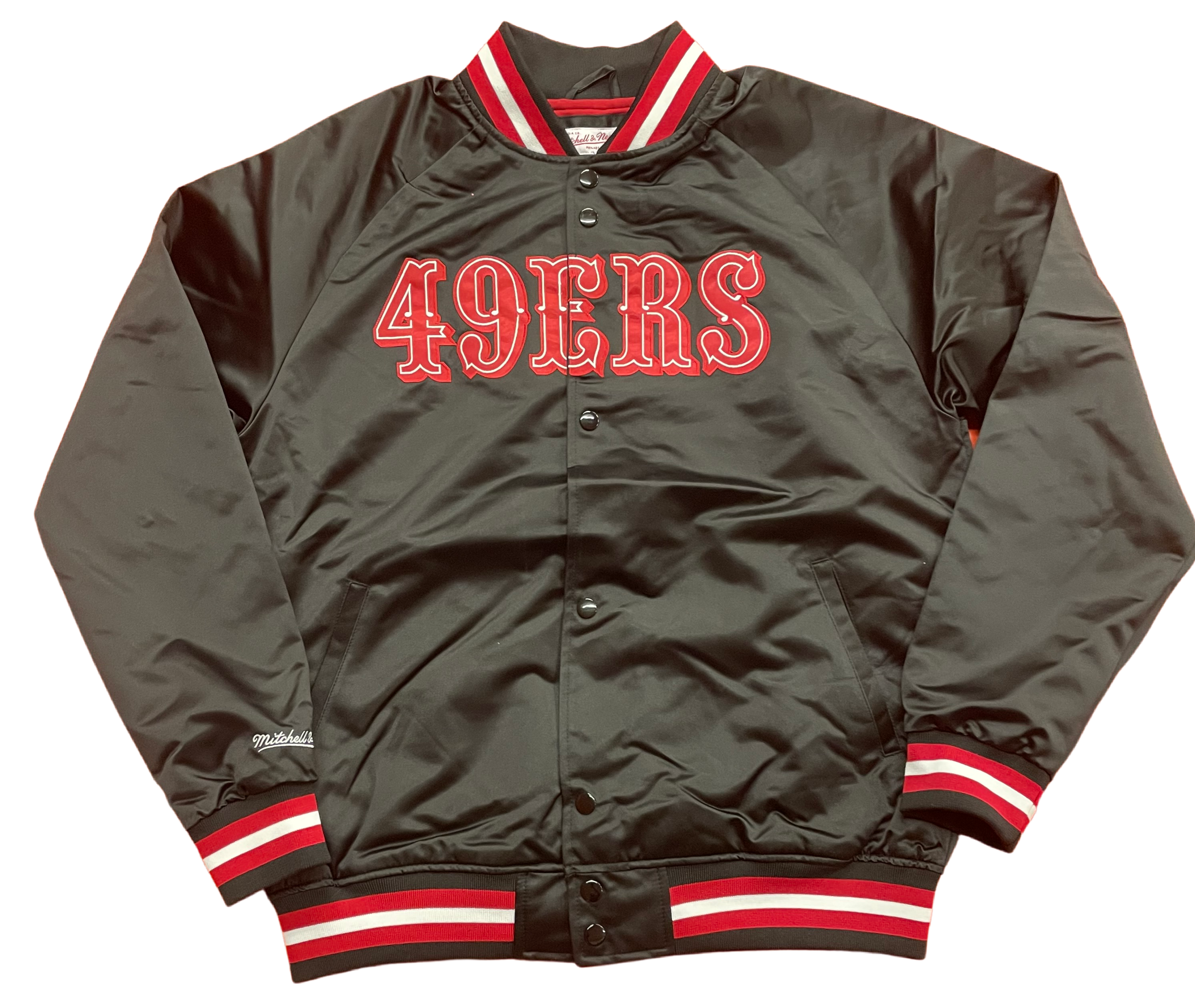 Mitchell & Ness San Francisco 49ers Lightweight Satin Jacket-Black/Red