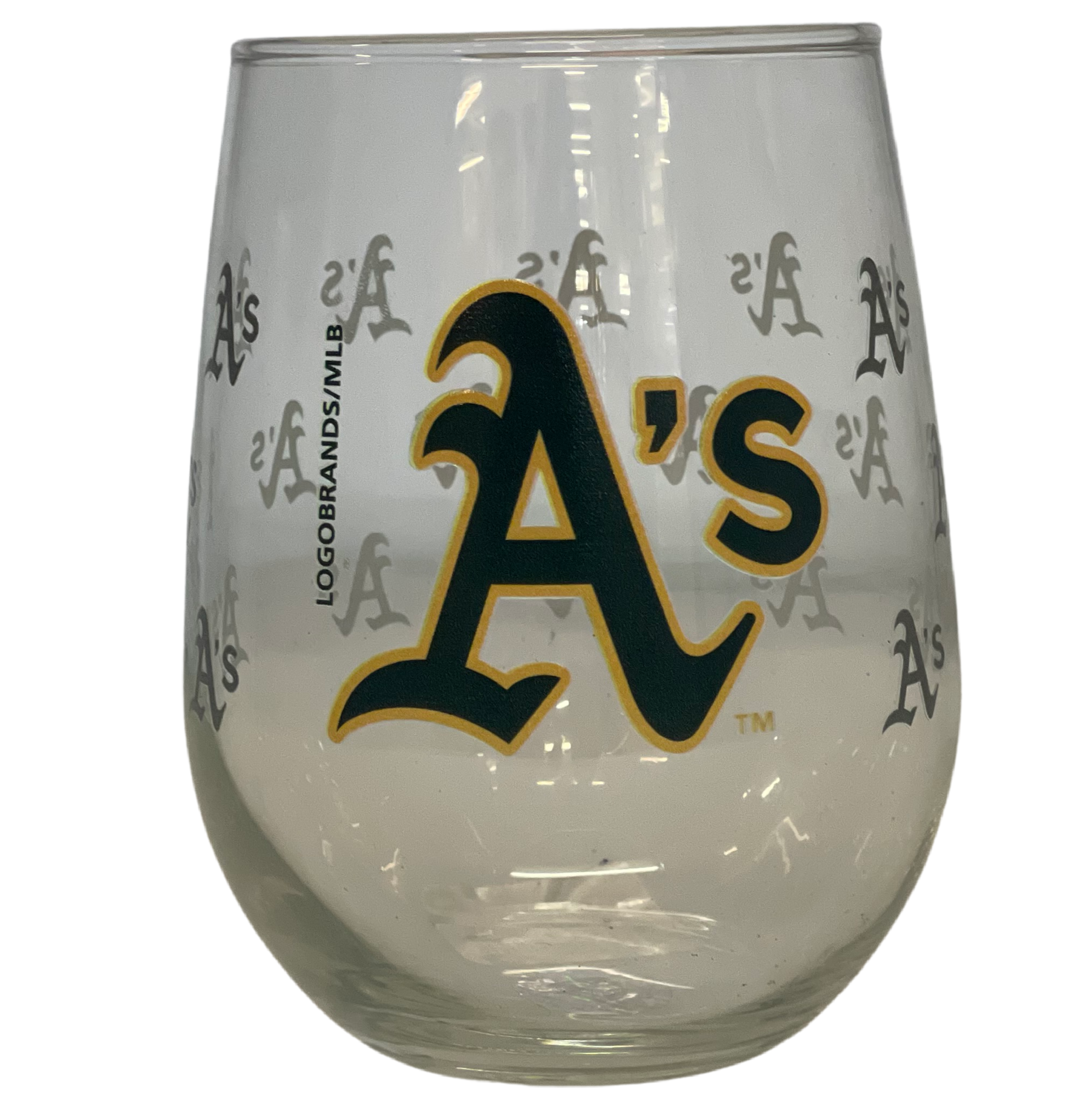 Oakland Athletics 16oz Satin Etch Curved Beverage Glass