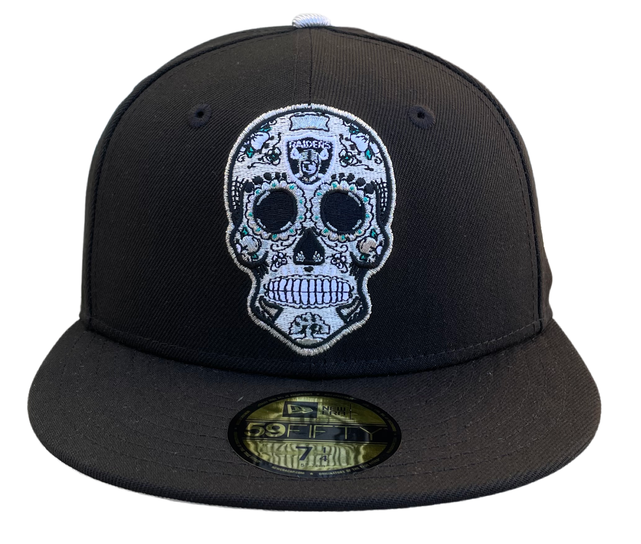NEW ERA LAS VEGAS RAIDERS SUGAR SKULL 59FIFTY FITTED HAT-BLACK/METALLIC