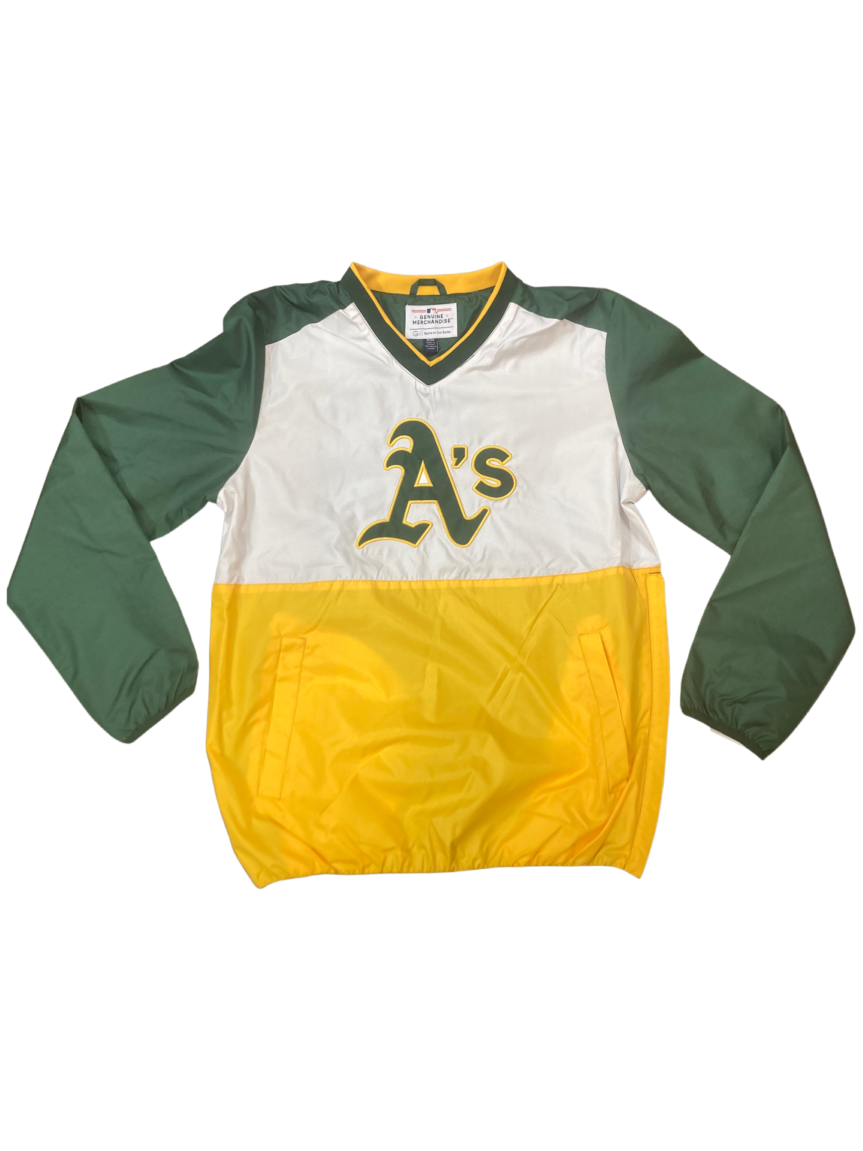 Oakland A's G-III Home Team V-Neck Pullover - Green/Yellow/White