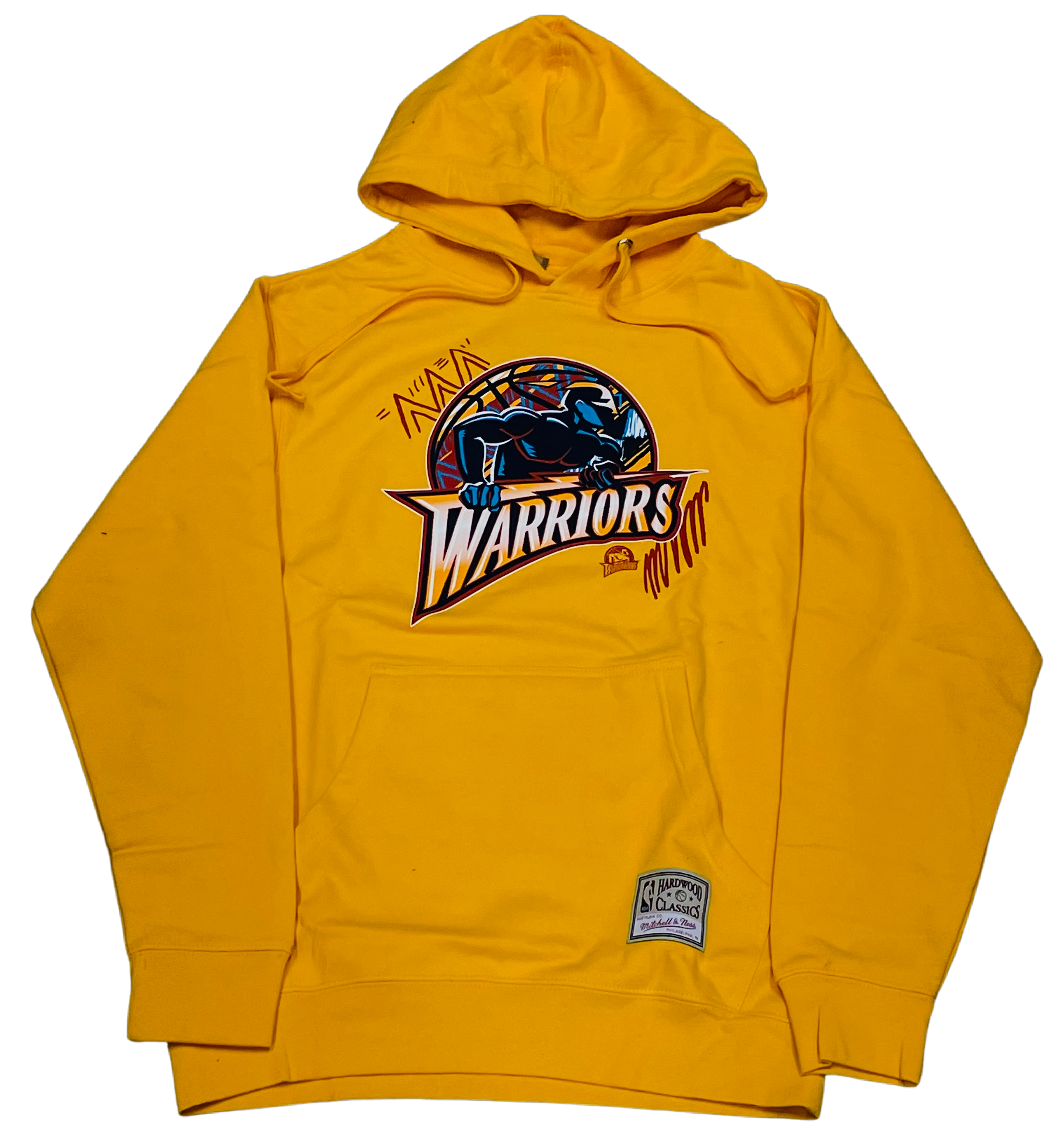 Mitchel & Ness Golden State Warriors Game Day Pattern Hoodie-Gold
