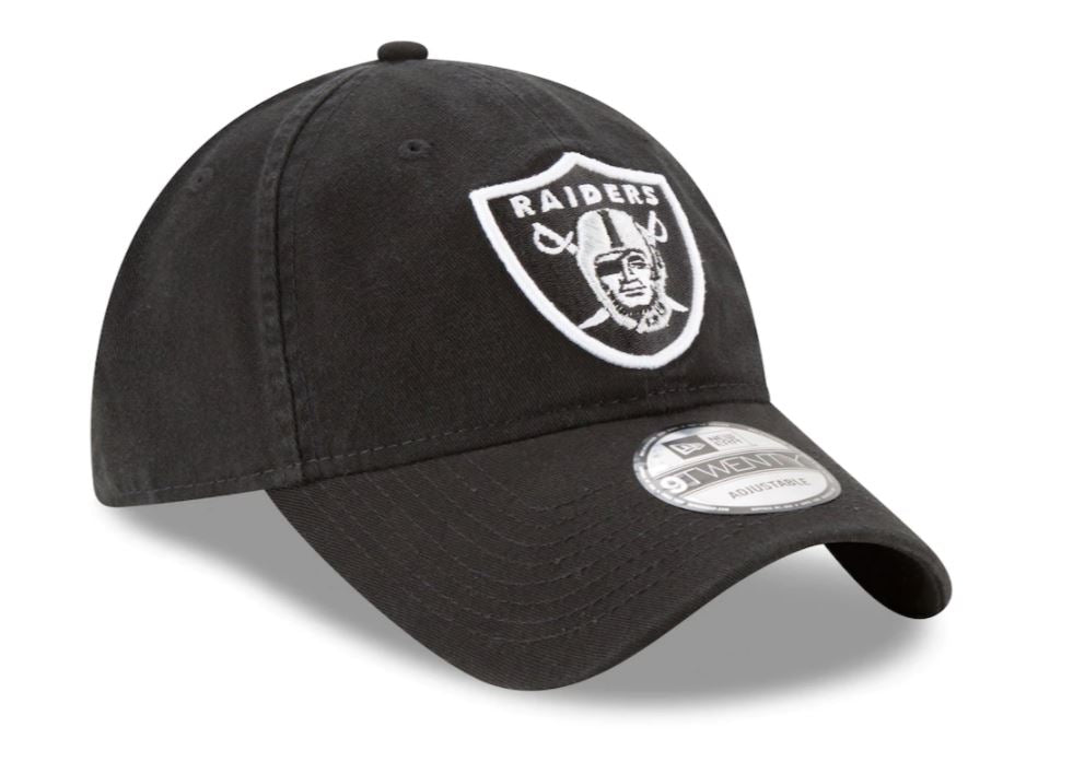 LAS VEGAS RAIDERS NEW ERA CORE CLASSIC BLACK 9TWENTY ADJUSTABLE HAT