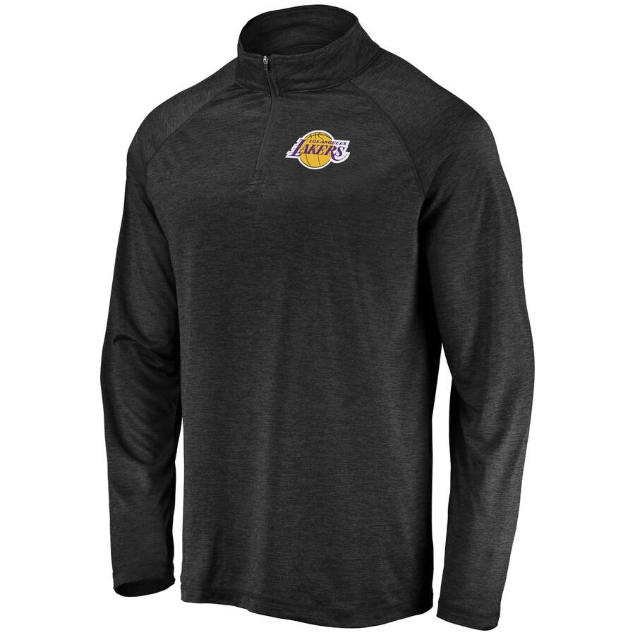 Los Angeles Lakers Fanatics Branded Iconic Striated Raglan Quarter-Zip Pullover Jacket - Black
