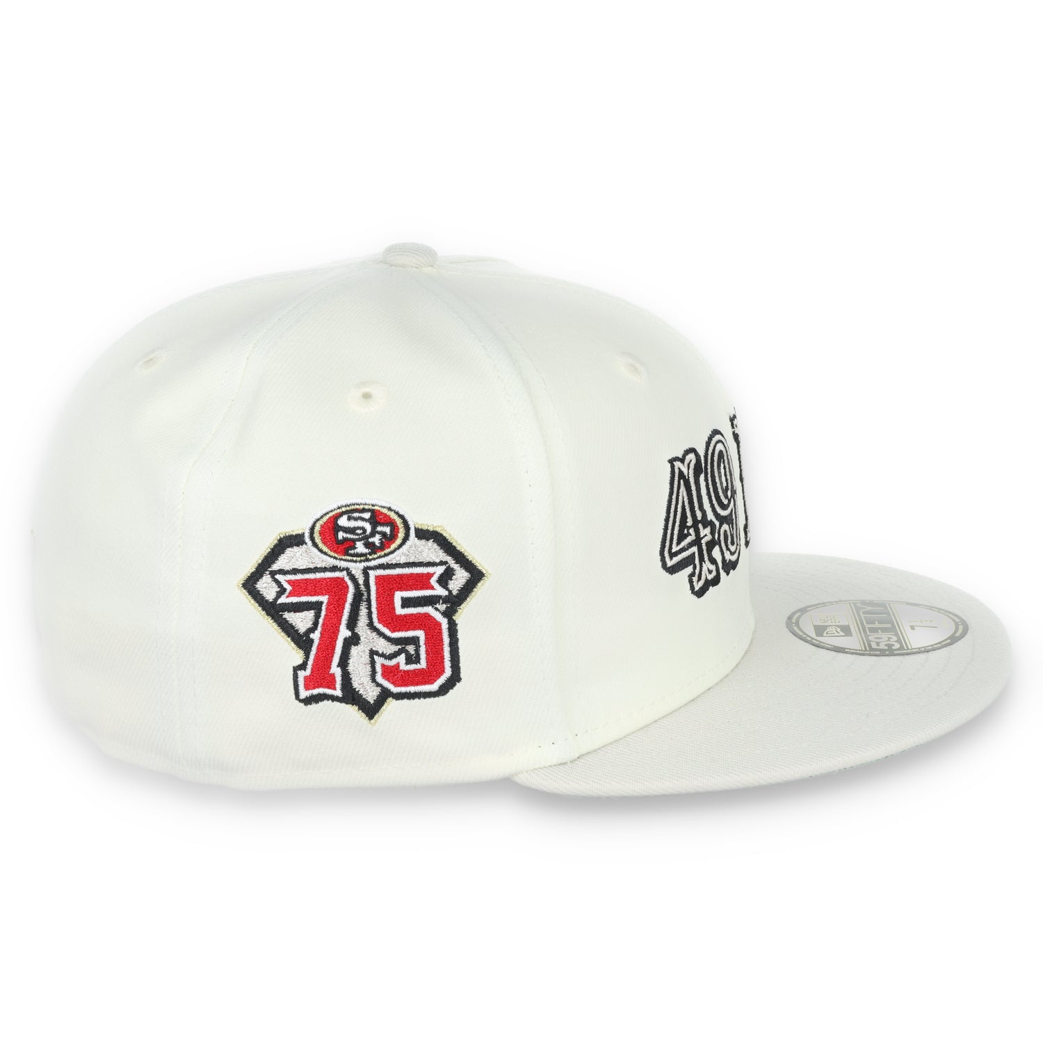 NEW ERA SAN FRANCISCO 49ERS 75TH ANNIVERSARY SIDE PATCH SCRIPT 59FIFTY FITTED HAT-CHROME