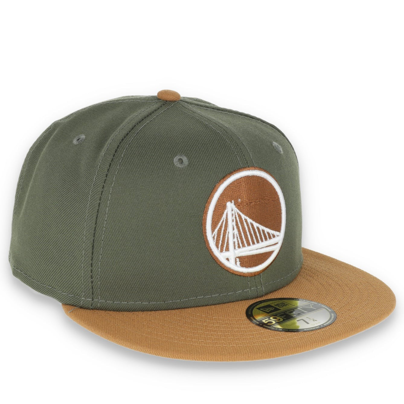 NEW ERA GOLDEN STATE WARRIORS COLOR PACK 2TONE 59FIFTY FITTED HAT- OLIVE/TAN