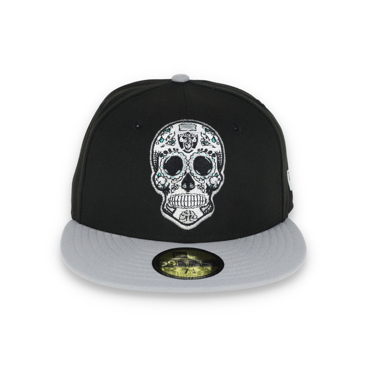 NEW ERA LAS VEGAS RAIDERS SUGAR SKULL 59FIFTY FITTED HAT-BLACK/GREY
