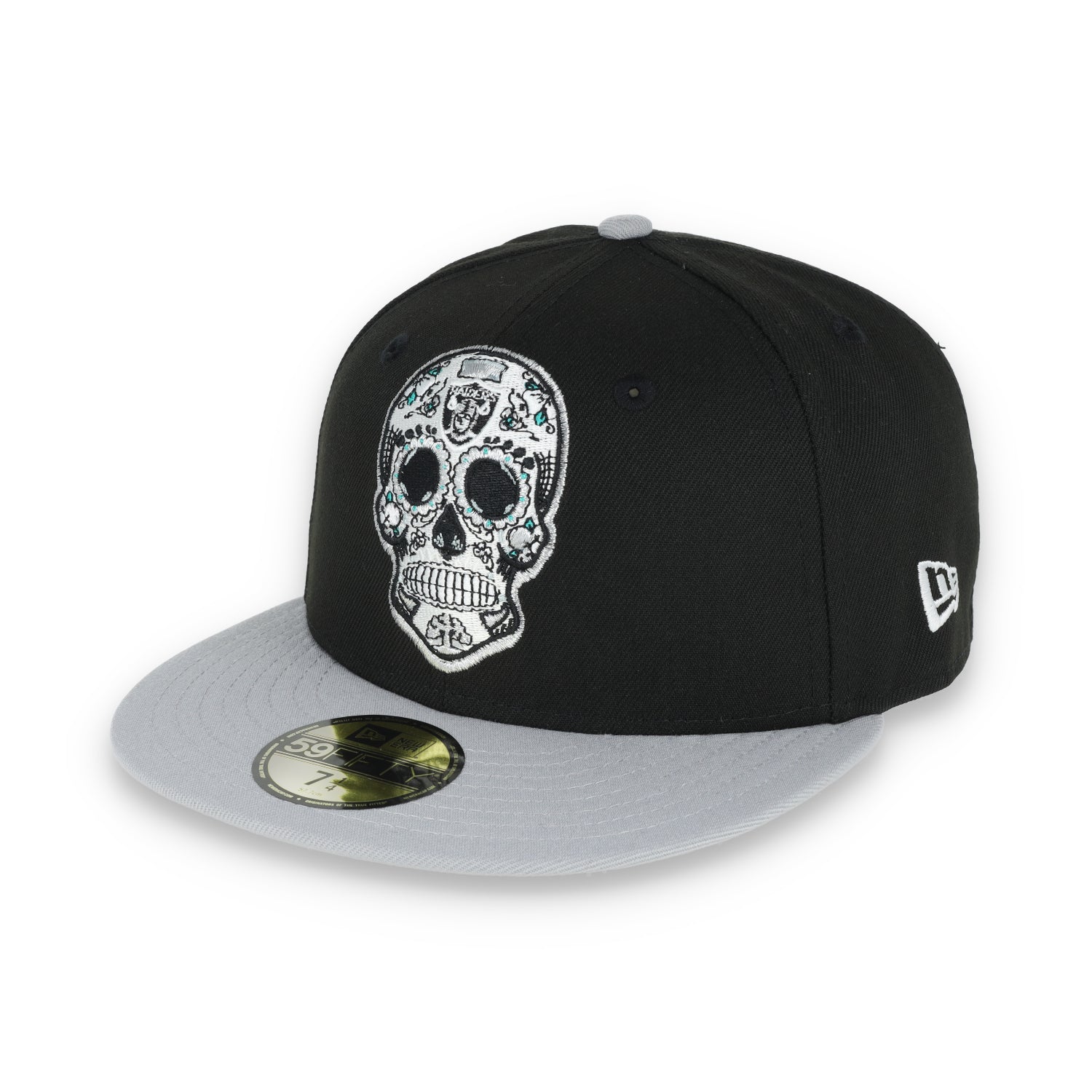 NEW ERA LAS VEGAS RAIDERS SUGAR SKULL 59FIFTY FITTED HAT-BLACK/GREY