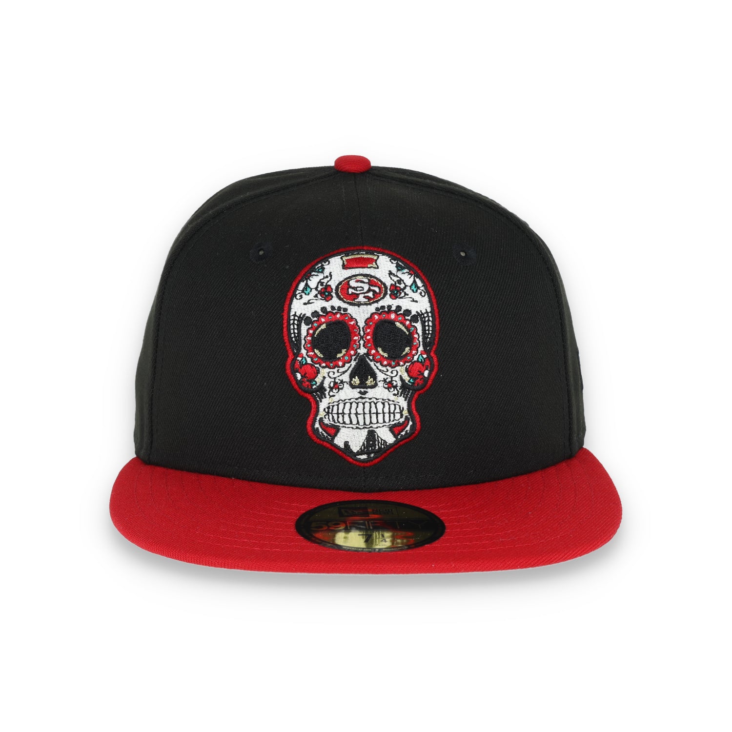 NEW ERA SAN FRANCISCO 49ERS SUGAR SKULL 59FIFTY FITTED HAT-BLACK/SCARLET