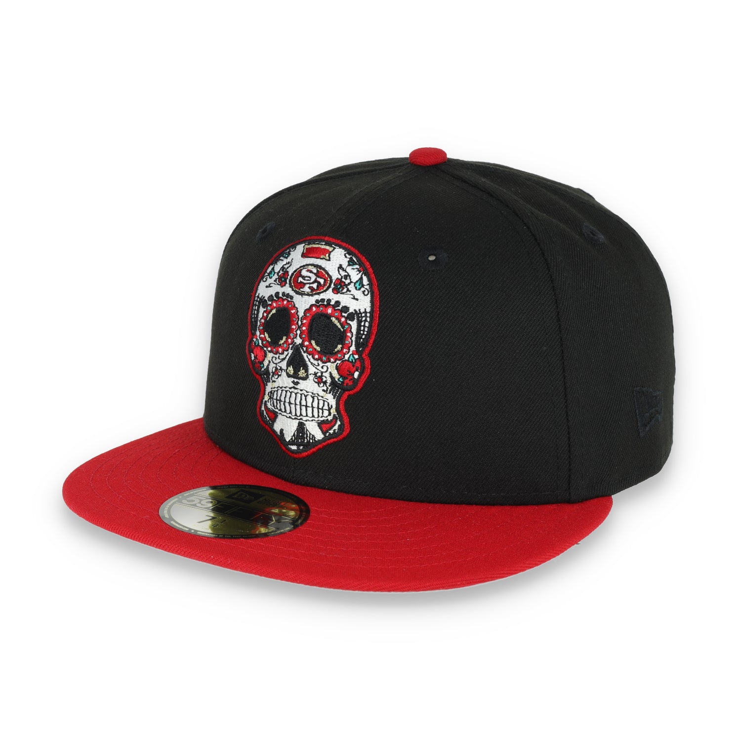 NEW ERA SAN FRANCISCO 49ERS SUGAR SKULL 59FIFTY FITTED HAT-BLACK/SCARLET