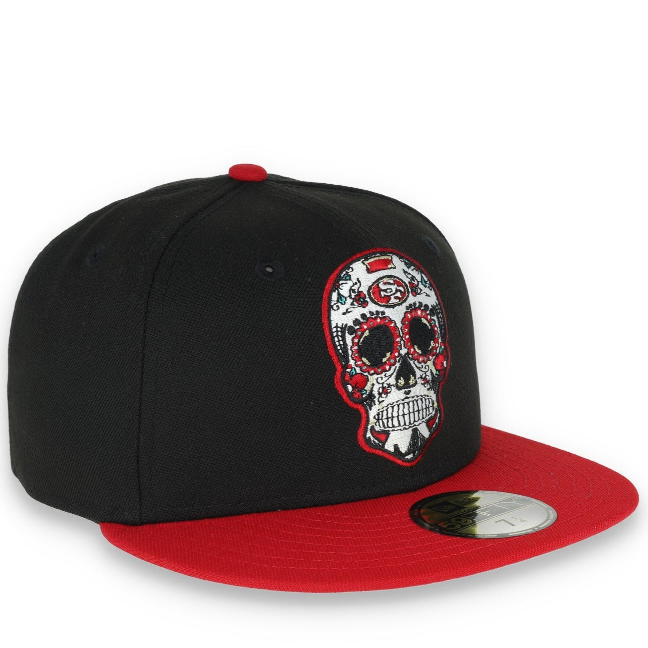 NEW ERA SAN FRANCISCO 49ERS SUGAR SKULL 59FIFTY FITTED HAT-BLACK/SCARLET