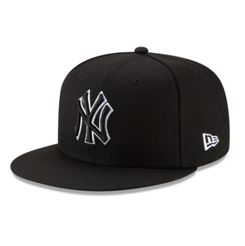 NEW YORK YANKEES NEW ERA MLB BASIC BLACKOUT FIT 59FIFTY -BLACK/WHITE