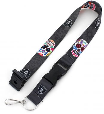 LAS VEGAS RAIDERS RAIDERS (BLACK) SUGAR SKULL LANYARD