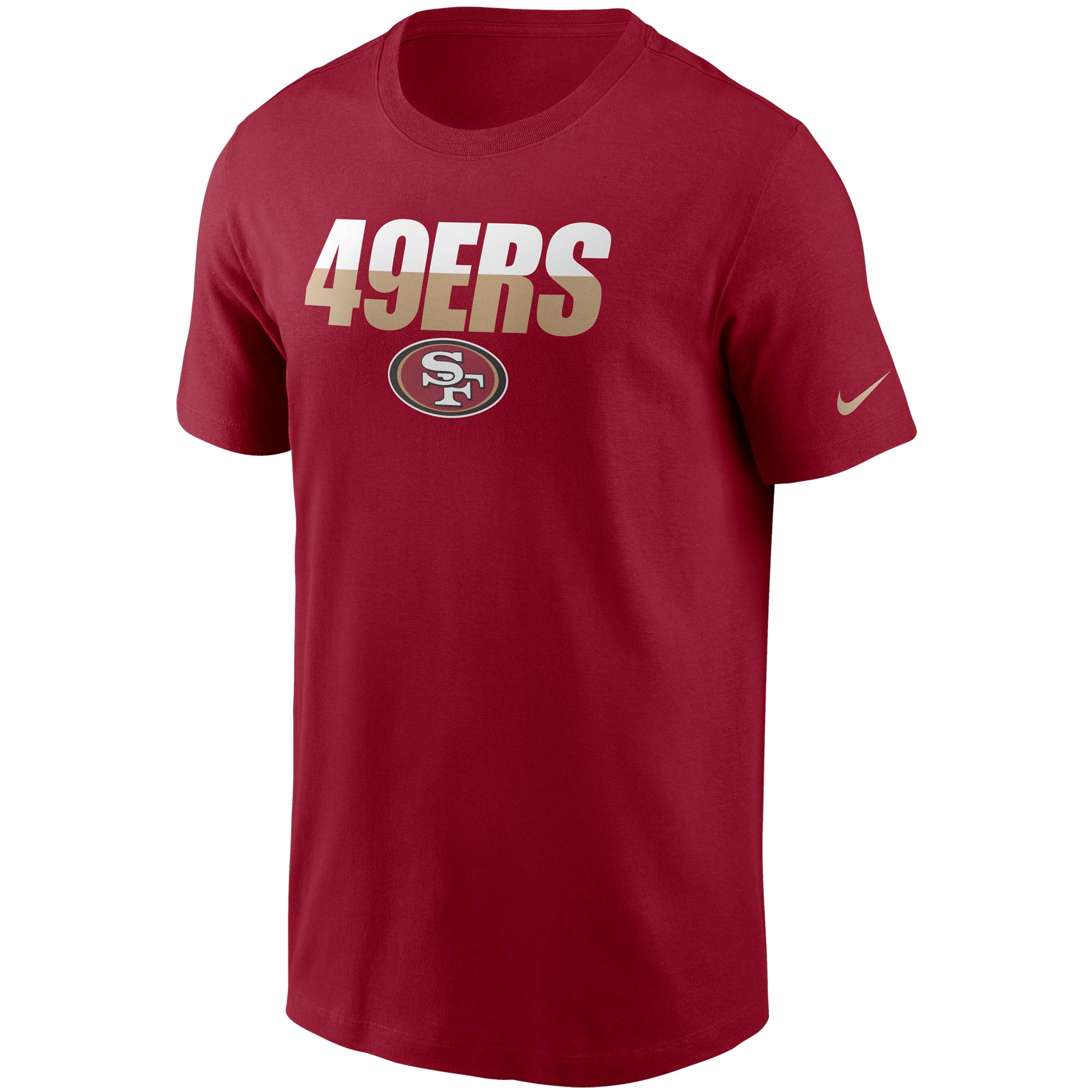 San Francisco 49ers Nike Split Team Name Essential Short Sleeve T Shirt-SCARLET RED