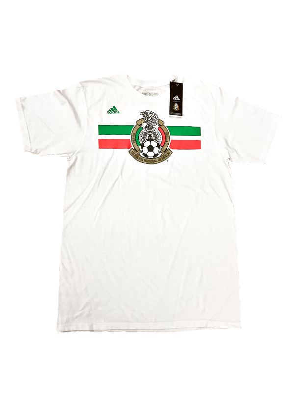 ADIDAS MEXICO STRIPPED AND CREST LOGO T-SHIRT