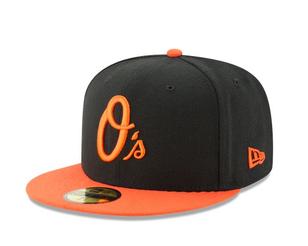 BALTIMORE ORIOLES NEW ERA ALTERNATIVE AUTHENTIC COLLECTION 59FIFTY FITTED-ON-FIELD COLLECTION BLACK/ORANGE