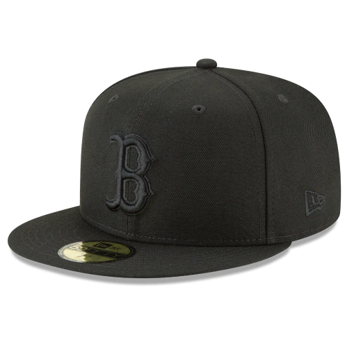 BOSTON RED SOX NEW ERA BLACK ON BLACK 59FIFTY FITTED HAT