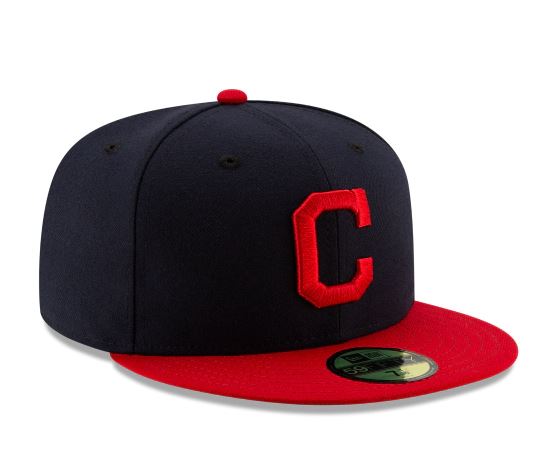 CLEVELAND INDIANS NEW ERA HOME AUTHENTIC COLLECTION 59FIFTY FITTED-ON-FIELD COLLECTION-NAVY/RED