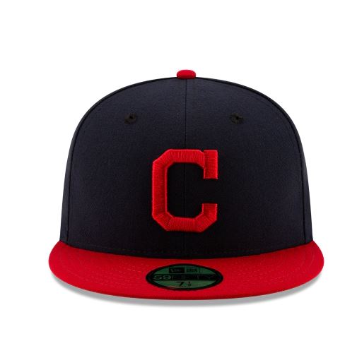 CLEVELAND INDIANS NEW ERA HOME AUTHENTIC COLLECTION 59FIFTY FITTED-ON-FIELD COLLECTION-NAVY/RED