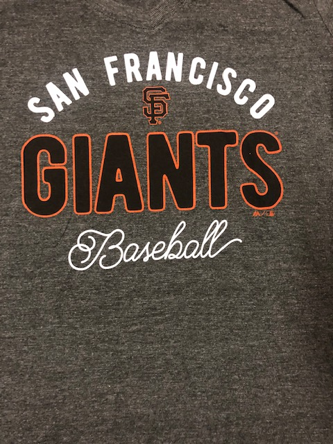 MAJESTIC WOMENS V-NECK GIANTS NEED TICKET TEE- GREY