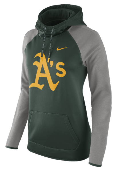 NIKE WOMEN'S OAKLAND ATHLETICS PERFORMANCE PULLOVER HOODIE