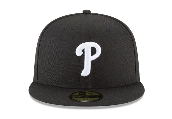 PHILADELPHIA PHILLIES NEW ERA BASIC COLLECTION FITTED 59FIFTY-BLACK AND WHITE