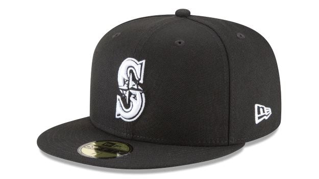 NEW ERA SEATTLE MARINERS BASIC COLLECTION FITTED 59FIFTY-BLACK AND WHITE