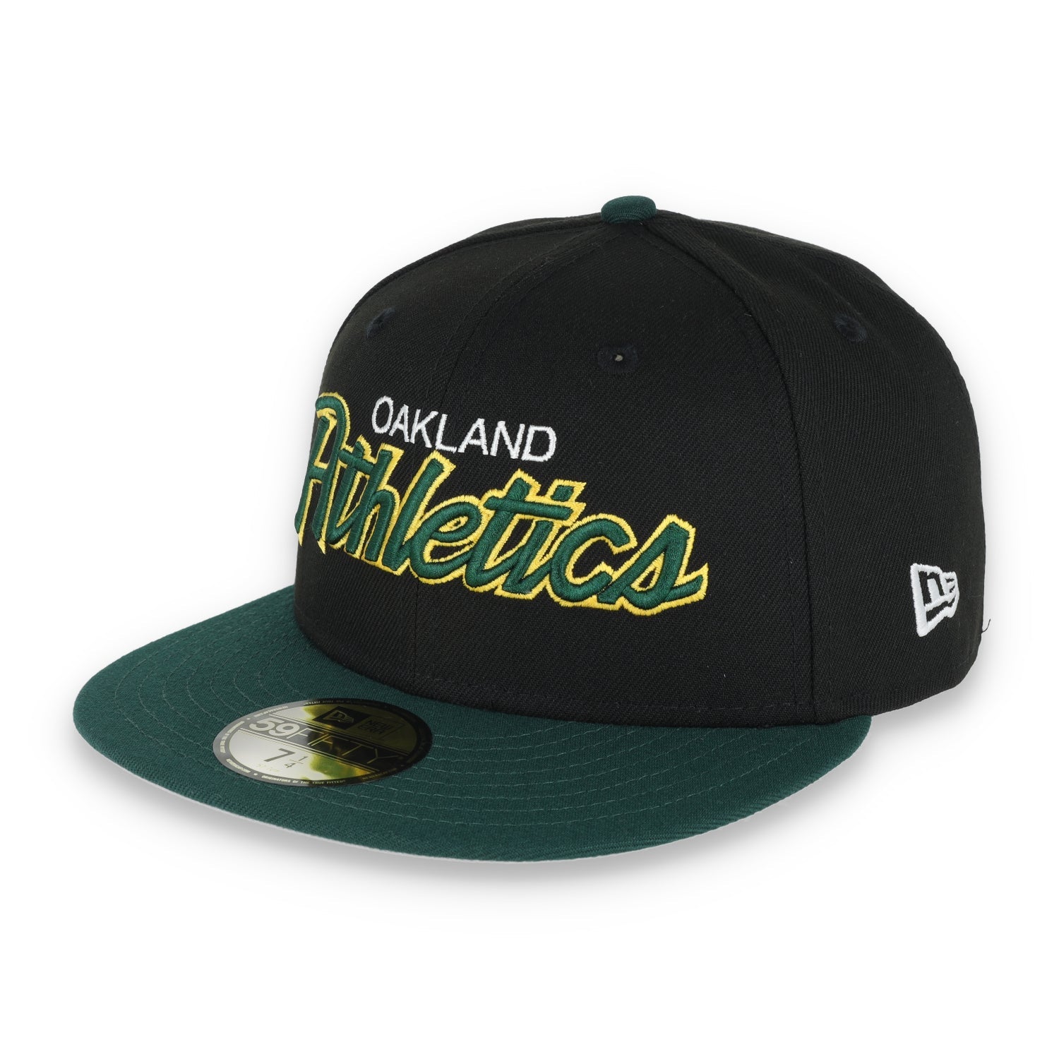 New Era 59Fifty Oakland Athletics SCRIPT CAP- BLK/GRN