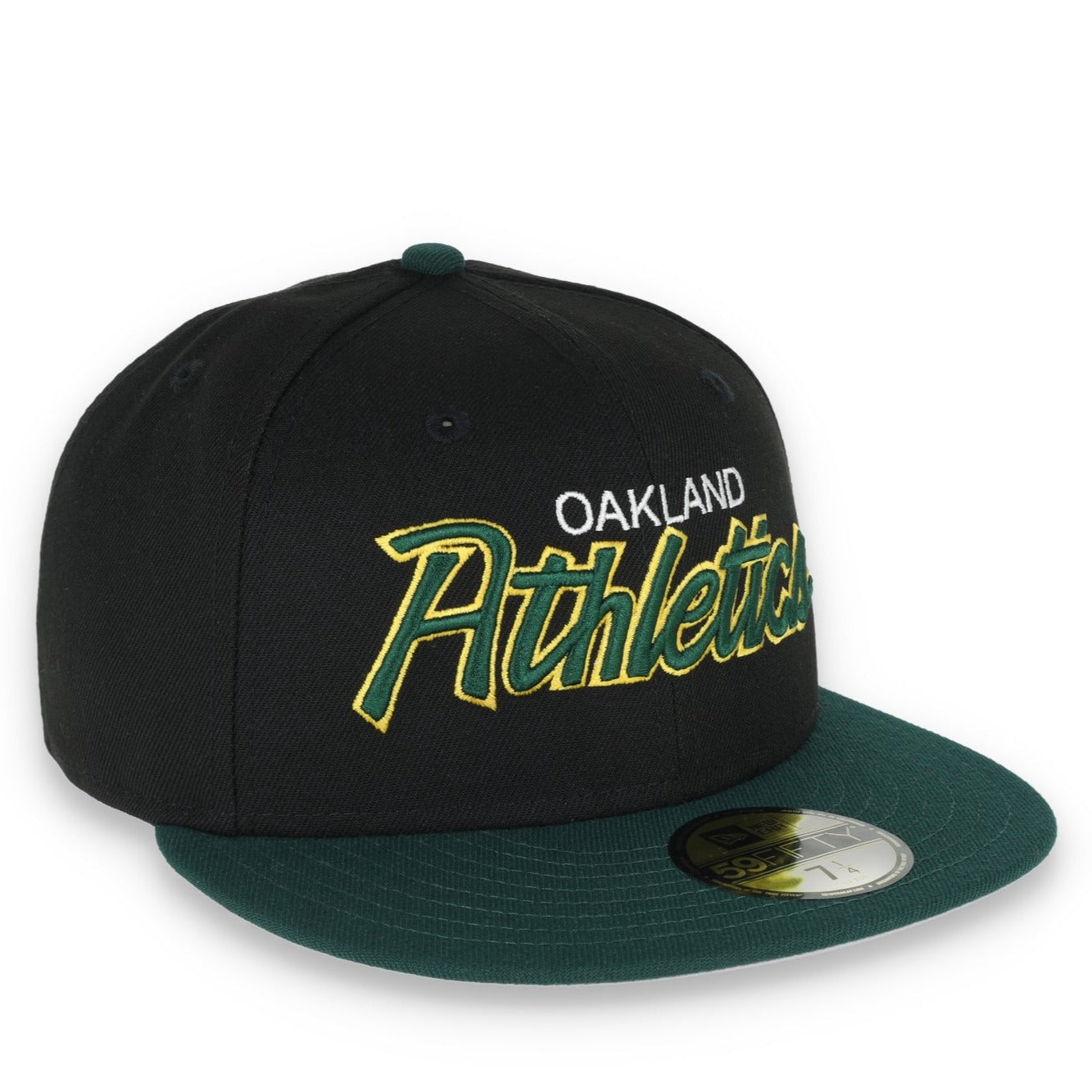 New Era 59Fifty Oakland Athletics SCRIPT CAP- BLK/GRN