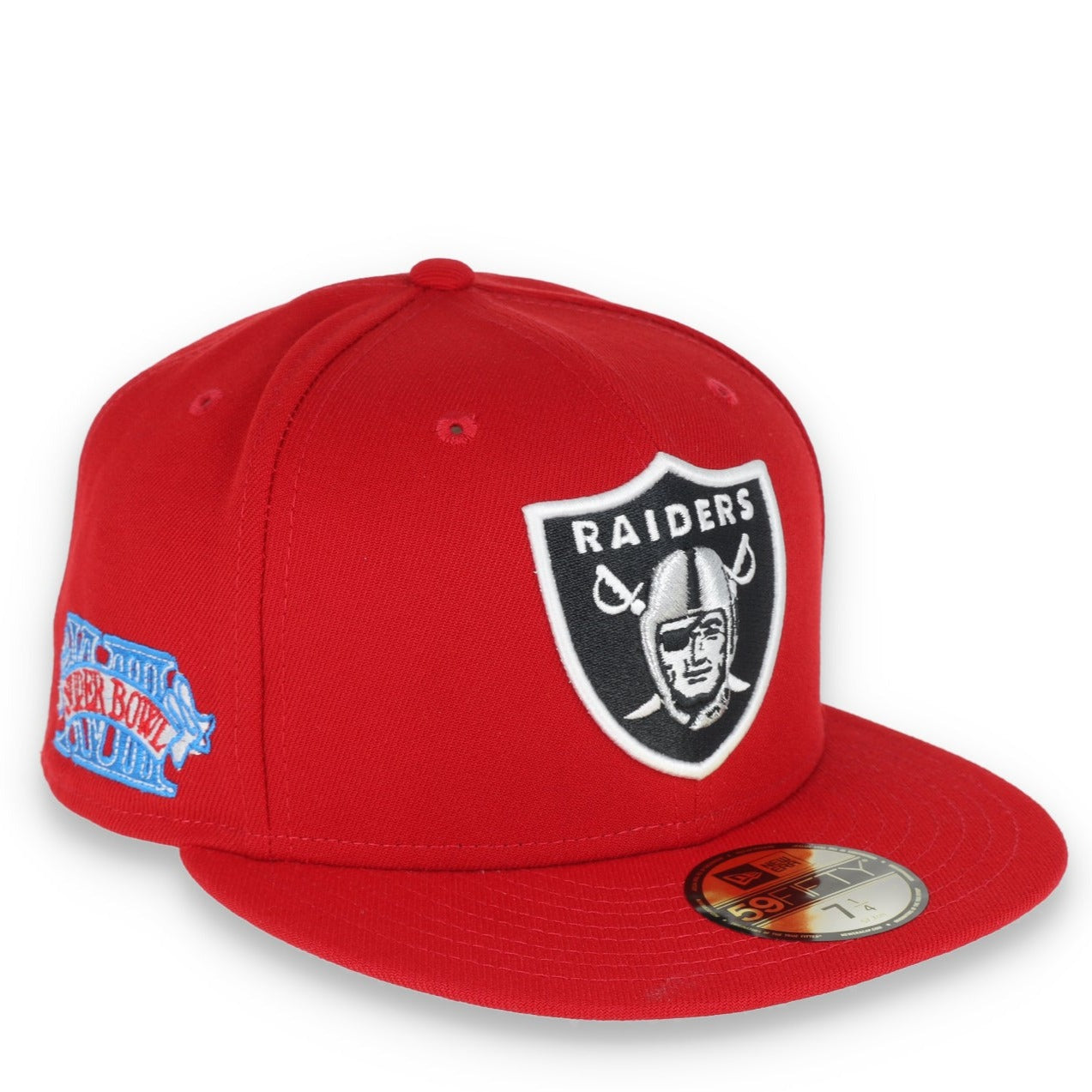 New Era Las Vegas Raiders Shield XVIII Side Patch 59FIFTY Fitted Hat-RED