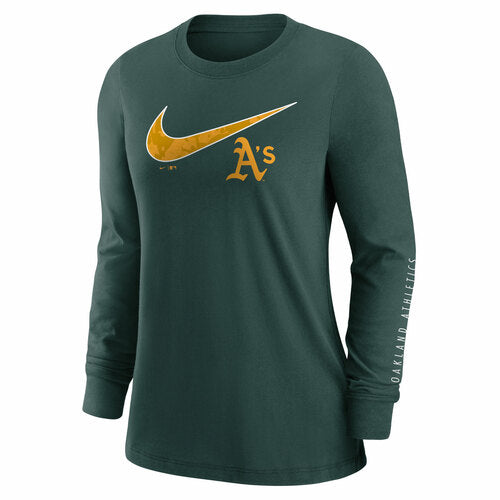 Nike  Oakland Athletics Women's Double hit Long Sleeve T-Shirt-Green