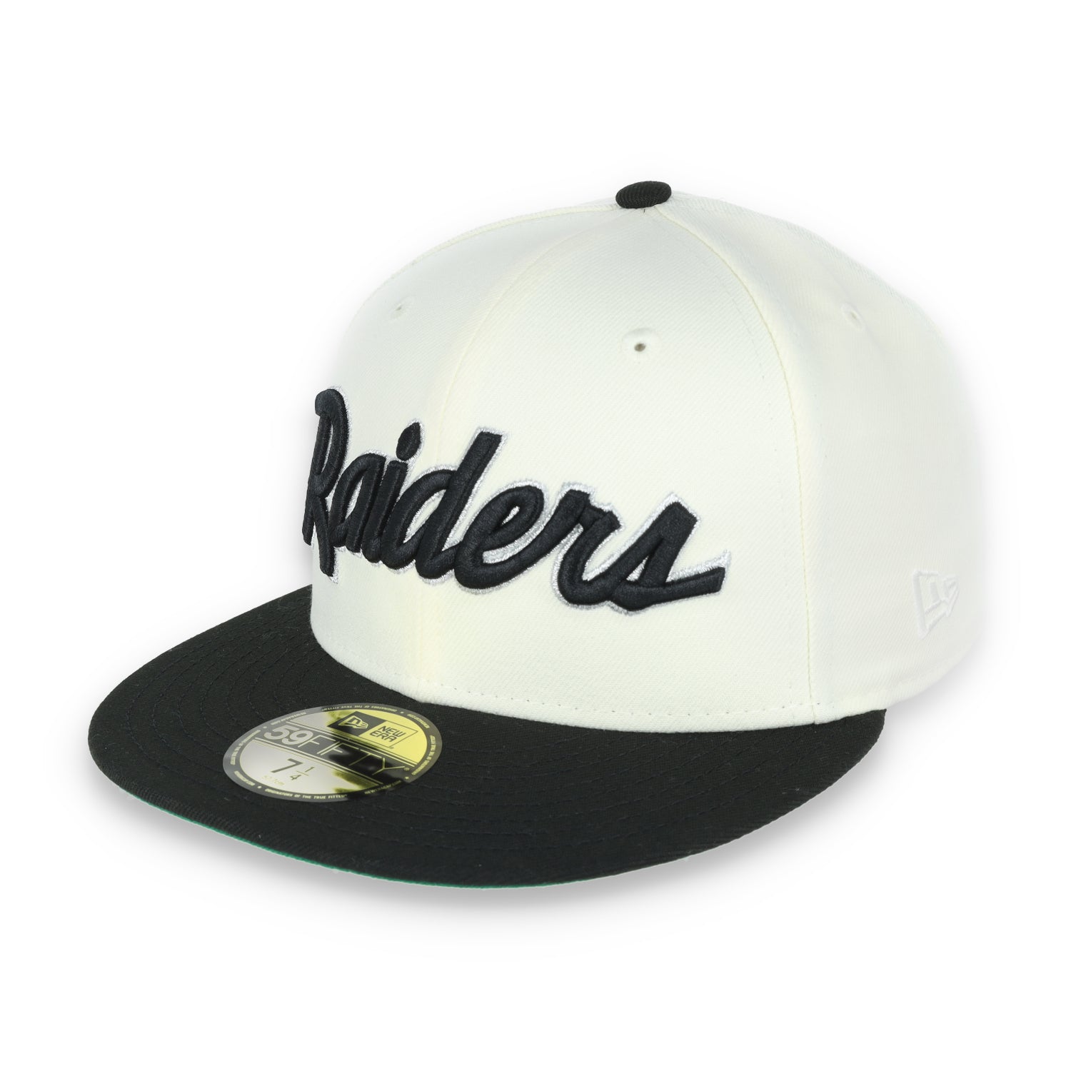 Las Vegas Raiders Script 50th Anniversary Side Patch New Era 59Fifty Fitted-Chrome/Black