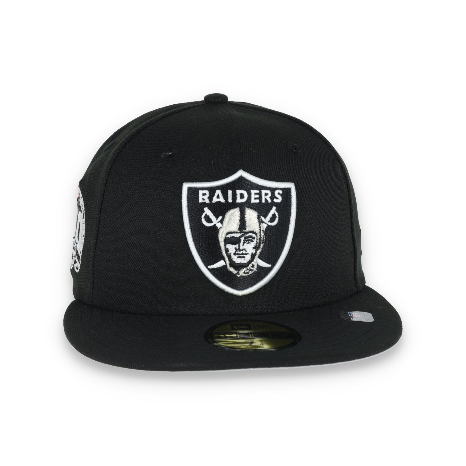 Las Vegas Raiders Shield 60th Anniversary Side Patch New Era 59Fifty Fitted-Black/White
