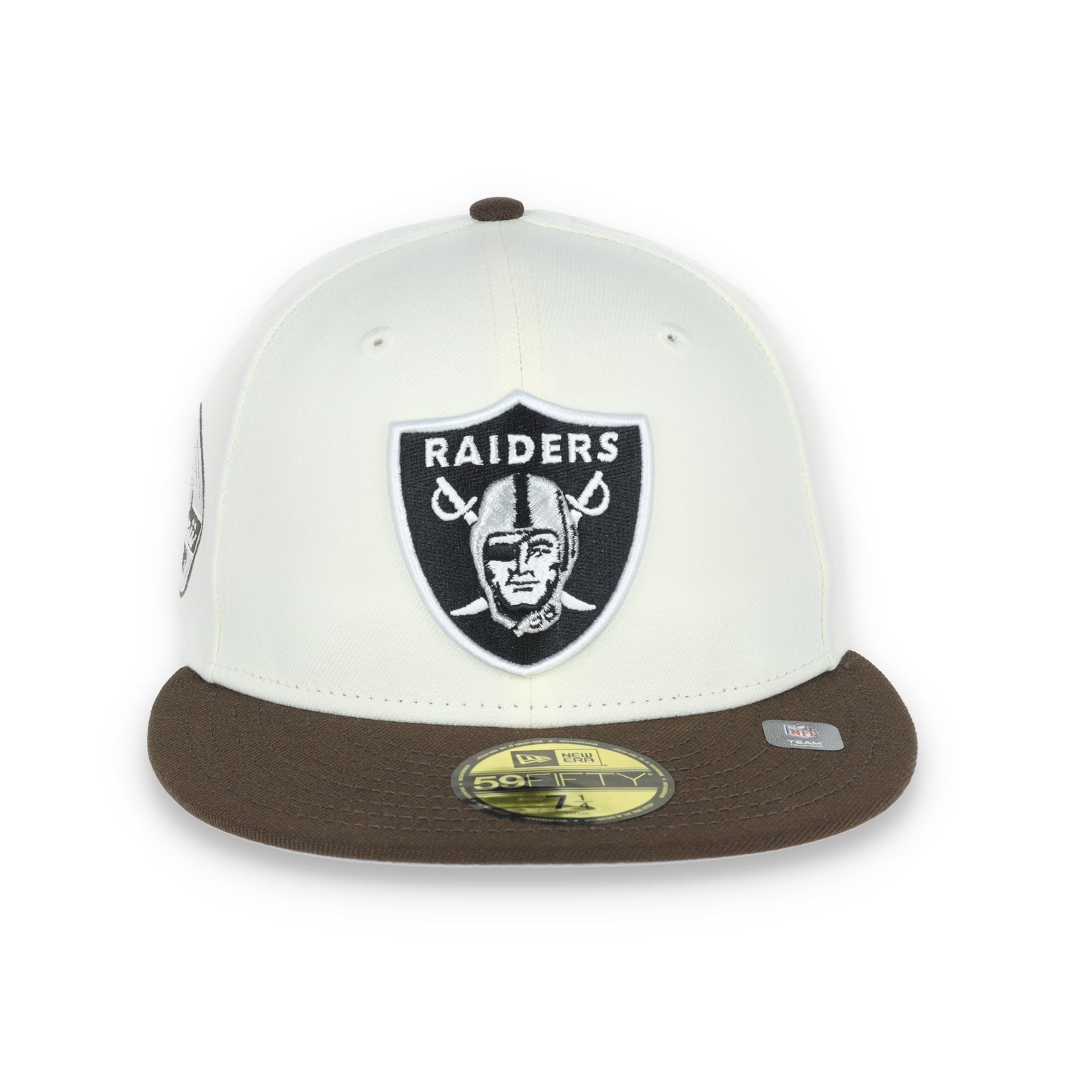 Las Vegas Raiders Shield 1980 Hawaii Pro Bowl  Side Patch New Era 59Fifty Fitted-Chrome/Walnut