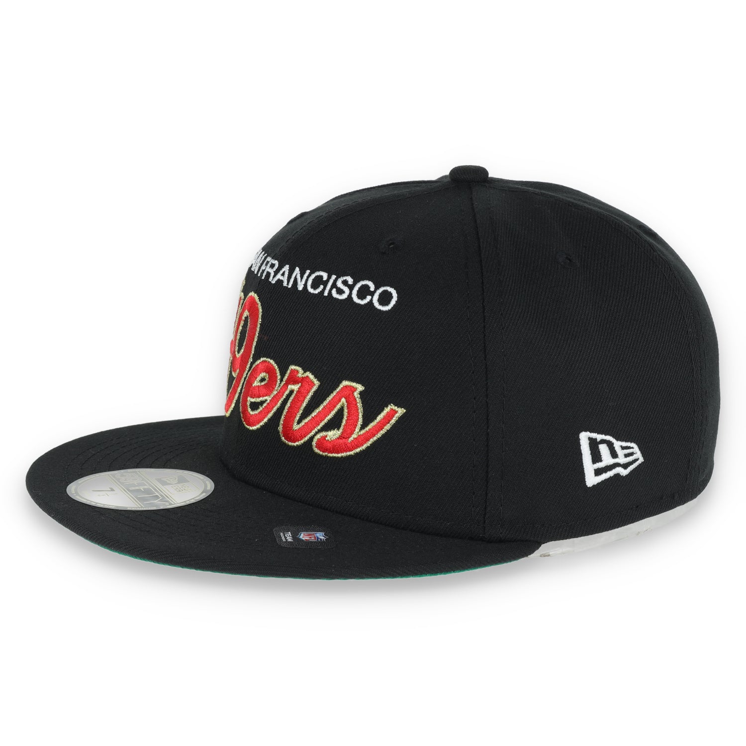 NEW ERA SAN FRANCISCO 49ERS SCRIPT 40TH ANNIVERSARY SIDE PATCH 59FIFTY FITTED HAT-BLACK