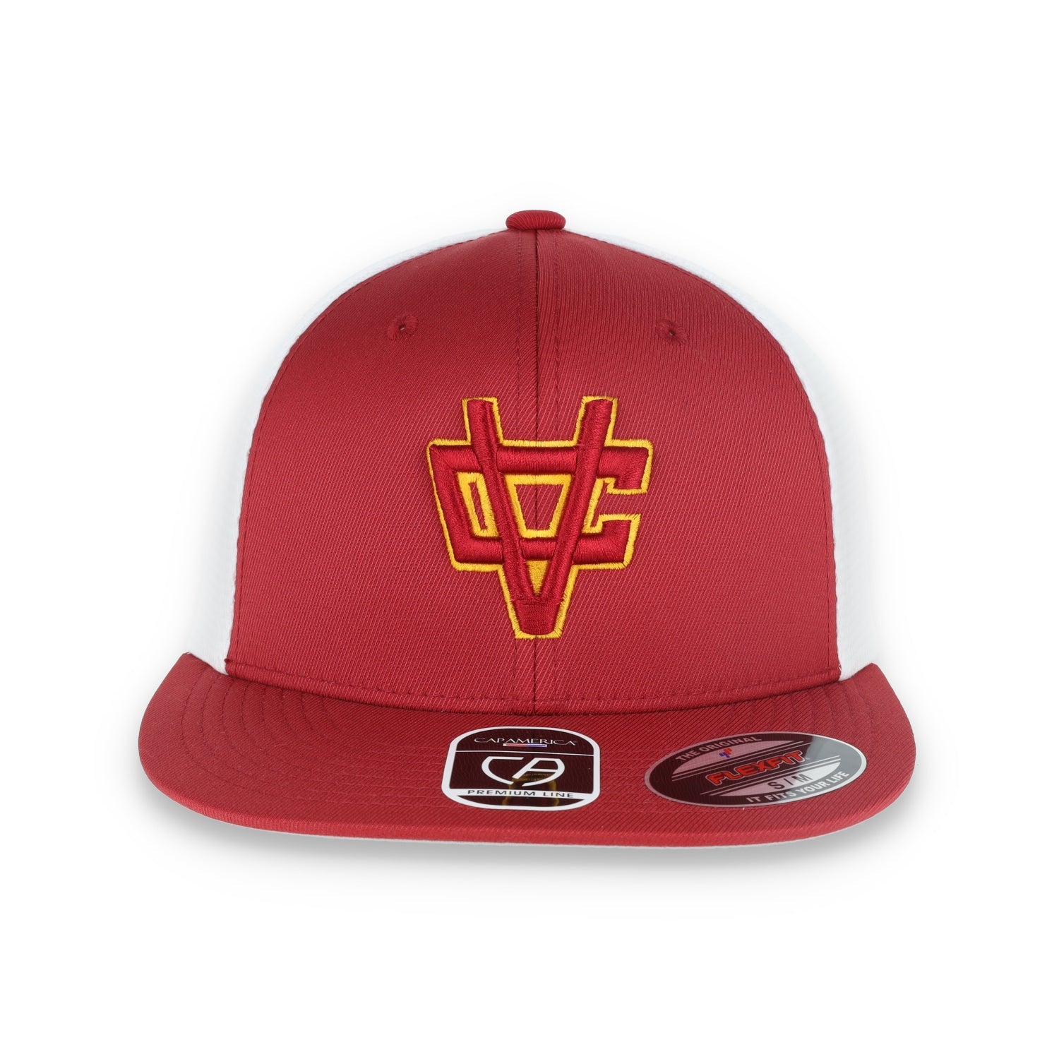 Flexfit® Vintage Crushers Performance Trucker Mesh Back Cap-Cardinal/White