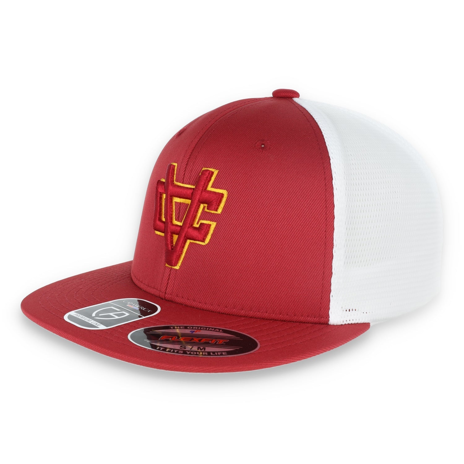 Flexfit® Vintage Crushers Performance Trucker Mesh Back Cap-Cardinal/White