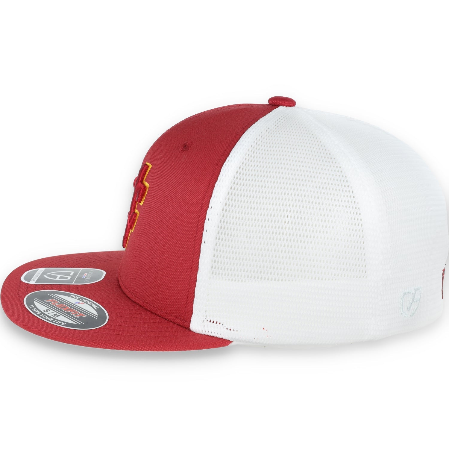 Flexfit® Vintage Crushers Performance Trucker Mesh Back Cap-Cardinal/White