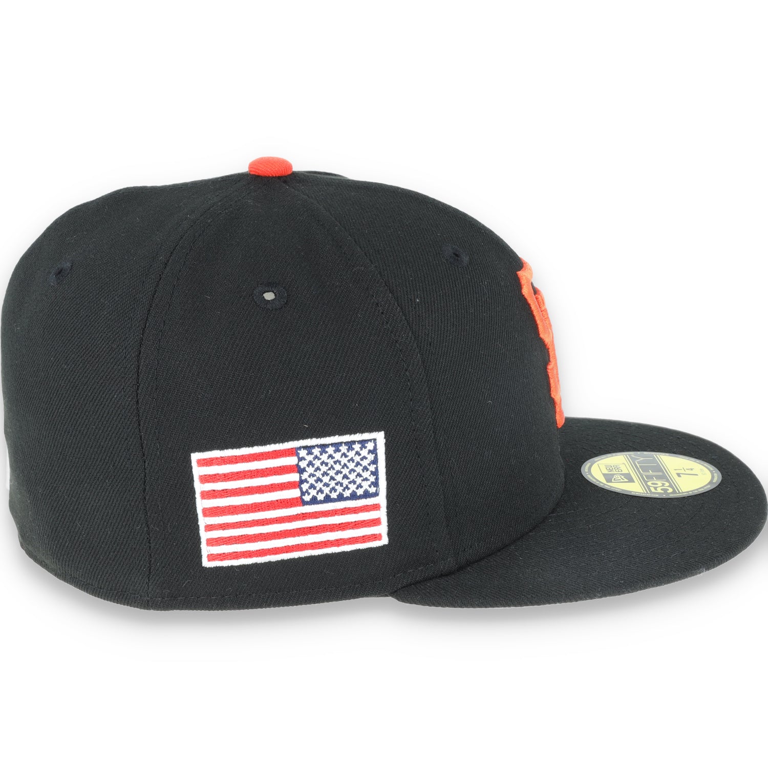 NEW ERA SAN FRANCISCO GIANTS 59FIFTY FITTED USA SIDE FLAG- BLACK/ORANGE