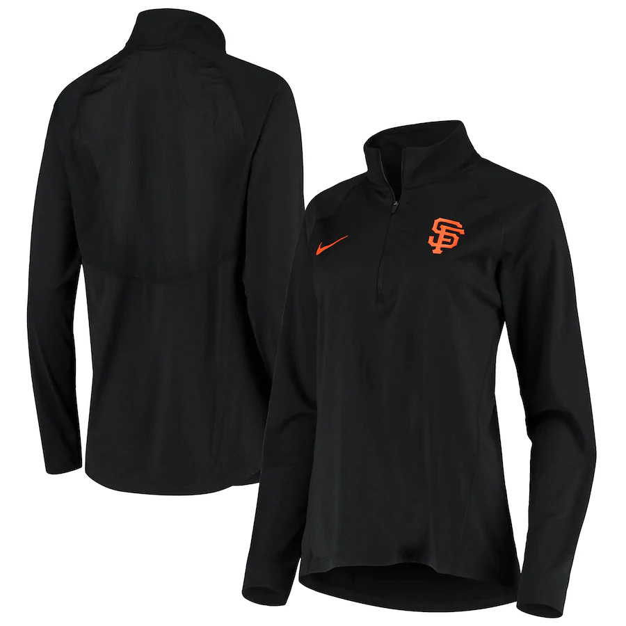 Nike Women's San Francisco Giants Mesh Back Performance Quarter-Zip Jacket-Black