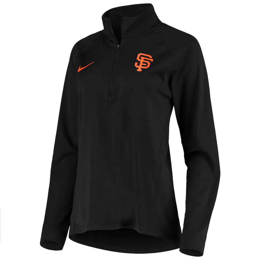 Nike Women's San Francisco Giants Mesh Back Performance Quarter-Zip Jacket-Black